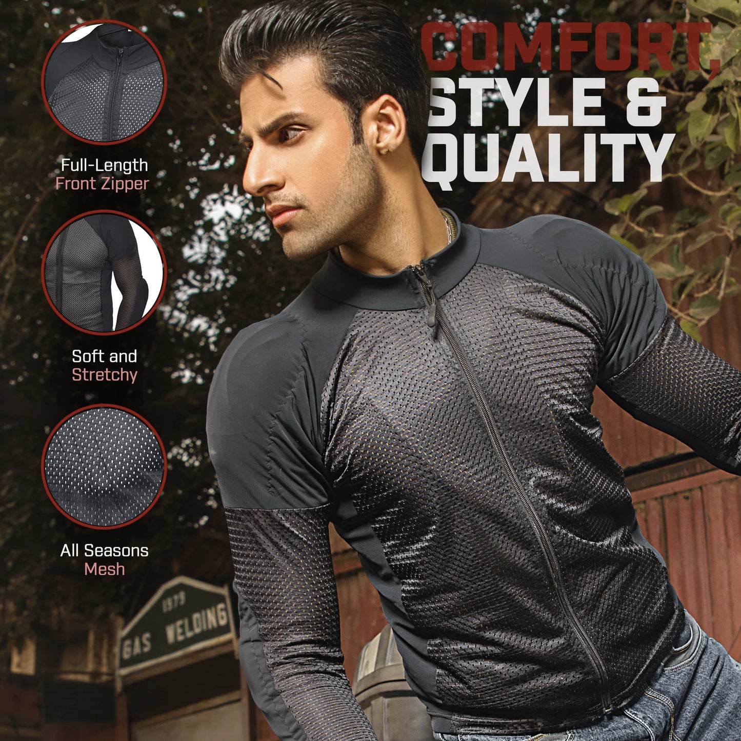 All-Season Protective Riding Shirt – Black